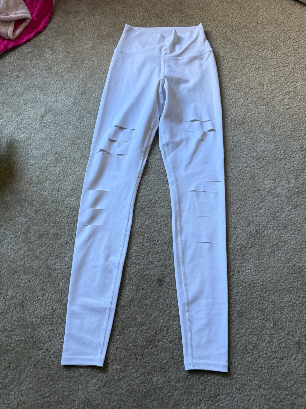 ALO yoga white ripped leggings size XA